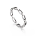 Anello minimalista a catena in acciaio inossidabile argento con design geometrico cavo - US 6 / Color Acciaio