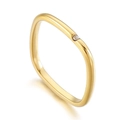 Anello geometrico quadrato minimalista in finitura dorata con piccolo diamante incastonato - US 6 / Oro