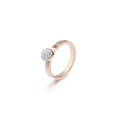 Anello minimalista in oro rosa con testa rotonda e pavé di zirconi bianchi lucidi - US 7 / Oro rosa
