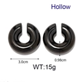 Orecchini a goccia neri lucidi con design cavo in acciaio inossidabile per uno stile moderno - Stile Liscio Cavo / Nero(KE110551-WGJD)