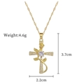 Close-up of gold cross rose pendant with clear zircons including 3.7x2.2cm size detail - Gold (Titanium Chain Copper Pendant)