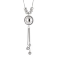 Collana argento con pendente a semisfera testurizzata e nappe a catena fluida - Stile Sfera Con Bordo Texturizzato (KN226890-CX) / Argento