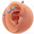 Piercing industriel arc-en-ciel avec breloque serpent torsadée en acier inoxydable coloré - Serpent