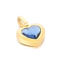 Luxury gold heart pendant featuring a faceted blue crystal stone on white background - Blue Gemstone Gold Base (KP100788-K)