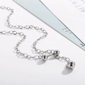 Minimalist silver barbell pendant necklace with sleek metal beads on a cable chain - Barbell Ball Style (KN227448-HB)