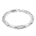 Bracciale minimalista in argento con maglie rettangolari geometriche e chiusura a moschettone - Stile Rettangolare a Righe Argento (KB160608-Z)