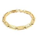 Bracciale hip hop a maglie rettangolari in oro e argento con chiusura a moschettone - Stile Twill Bicolore Oro (KB160609-Z)