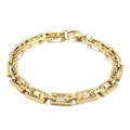 Minimalist rectangular link bracelet in polished gold-plated stainless steel with lobster clasp - Gold Color Bracelet 7mm 20cm
