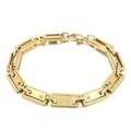 Bracciale geometrico minimalista a catena con maglie rettangolari in finitura dorata - Stile Rettangolare Cavo Oro (KB160629-Z)