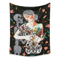 Bohemian skull tapestry with floral art pattern for bedroom wall decoration - 73X95CM/Brushed Fabric / Black Background Woman Embracing Skeleton (GT330017)