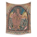 Arazzo bohémien con sole mistico e silhouette femminile in caldi toni della terra - 73X95CM/Tessuto Spazzolato / Elemento astrologico figura femminile (GT330021)