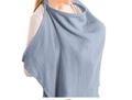 Copertura per allattamento in mussola di cotone grigio-blu chiaro con laccio regolabile - Blu Chiaro con Fibbia in Metallo