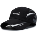 Gorra de béisbol negra de secado rápido con logo Aquatic SPORTS y paneles de malla - Ajustable / Negro