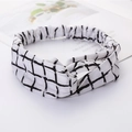 Crossed headband with black and white checkered pattern made of soft fabric - White Lattice