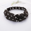 Deep brown polka dot cross headband made of soft fabric for women's hair styling - Dark Grey Polka Dot