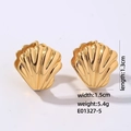 Dettaglio degli orecchini a conchiglia dorati lucidi con dimensioni del prodotto - Intarsio in Conchiglia Oro