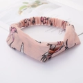 Pink flamingo print twisted headband with elastic band for women, soft fabric style - Style 39 Pink Flamingo