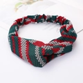 Elastic headband with red and green chevron pattern and stylish twist knot detail - Style 70 Red/Green Geometric