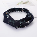 Navy blue floral printed cross knot headband made of soft fabric material for women - Style 61 Navy Ditsy Floral