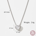 Elegant 925 sterling silver heart pendant necklace with shimmering clear gemstone - Js08-n1388 / One Size