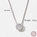 Elegant 925 sterling silver necklace with round cubic zirconia pendant, 44+4cm length - Js05-n003 / One Size