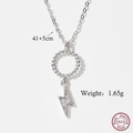 Sterling silver lightning bolt pendant necklace with a 41+5cm adjustable chain link - Js22-jn3009 / One Size