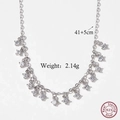 925 sterling silver clavicle necklace with sparkling cubic zirconia stone dangles - Js22-jn3045 / One Size