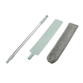 Set de plumero extensible con asta telescópica panel plano y paño de microfibra para huecos. - Plumero con poste de aluminio (1 m de longitud)