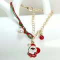 Christmas charm bracelet with Santa Claus pendant, red beads and festive braided rope - Santa Claus Style (HLBX2025-老人)