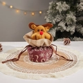 Christmas reindeer drawstring gift bag with plush antlers and snowflake print fabric - J-7 English Print Bag Deer