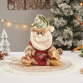 Santa Claus Christmas gift bag with a transparent heart window and plush details - J-45 3D Santa Doll Bag