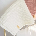 Thick knitted warm scarf in cream white with a decorative handmade woven label detail - 175cm / White