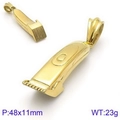 Colgante de cortapelos dorado en acero inoxidable con detalles de textura y medidas - Cortapelos Dorado (KP94726-BDJX)