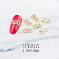 Macro view of gold 520 nail charms with rhinestones for romantic manicure decoration - Gold 520 Number With White Rhinestones (6215)