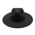 Vista superior de un sombrero fedora de lana negra con ala ancha y copa clásica - M (56-58cm) / Negro