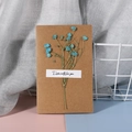 Detail of kraft paper greeting card with blue dried flowers and Especially for you text - Blue Gypsophila - Kraft Card