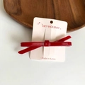 Fermaglio per capelli a fiocco rosso lucido su scheda per acconciature eleganti - Rosso Scuro