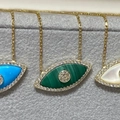 Evil Eye Halsketten mit blauen, malachitgrünen und weißen Muscheln in 18K Goldoptik - Halskette mit grüner Muschel