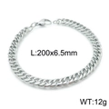 Silver stainless steel Cuban link bracelet, 6.5mm width and 200mm length with lobster clasp - 20cm / Lobster Clasp Steel Color Bracelet (KB144933-Z)