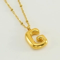 Collana con ciondolo a lettera G bombata placcata oro 18K su catena in acciaio - Lettera G / Oro