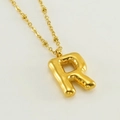 Collar dorado con colgante de letra R estilo globo de acero inoxidable pulido fino - Letra R Dorada