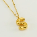 Collar con colgante de letra S estilo globo dorado hecho de acero inoxidable 18K fino - Letra S Dorada
