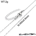 Silver 450mm x 0.8mm stainless steel O-chain necklace with lobster clasp and extender - Steel Color (KN107960-Z)