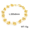 Goldenes Edelstahl-Gliederknotenarmband, Größe 200x6mm und Gewicht 13g für Damen - Gold Armband (KB160619-Z) / Gold