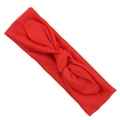 Elastic red knotted rabbit ear headband for babies with soft fabric texture - Red