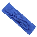 Soft blue elastic baby headband with a knotted rabbit ear bow in solid color - Dark Blue