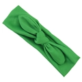 Elastic baby headband with a knotted rabbit ear bow design in a solid green fabric finish - Green