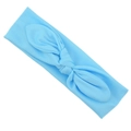 Soft elastic baby headband with bunny ears knotted bow in light blue color - Light Blue