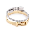 Silver twisted cable bracelet and golden belt buckle bangle set in stainless steel - Bangle And Bracelet(2) / Gold + Silver