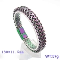 Rainbow stainless steel double-row curb chain bracelet with magnetic clasp for men - 18cm / Colorful